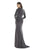Morrell Maxie - 16155 Gathered V-Neck Long Sleeves Gown In Gray