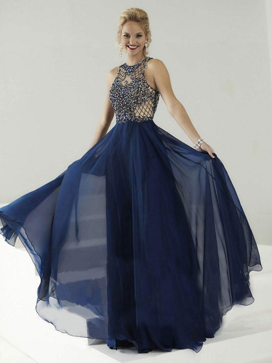 Tiffany Homecoming - Jeweled Sleeveless A-line Gown In Blue