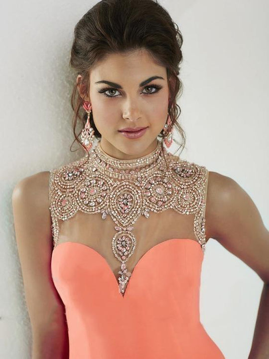 Tiffany Homecoming - High Neckline Mermaid Dress in Orange