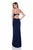 Terani Couture - Alluring Crystal Accented Illusion Bib Neck Sheath Gown 1615P1297A In Blue