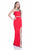 Terani Couture - Alluring Crystal Accented Illusion Bib Neck Sheath Gown 1615P1297A In Red