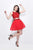 Primavera Couture - Two Piece Sequined Cropped Top and A Line Mini Skirt Cocktail Dress 1615 in Red