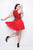 Primavera Couture - Two Piece Sequined Cropped Top and A Line Mini Skirt Cocktail Dress 1615 in Red