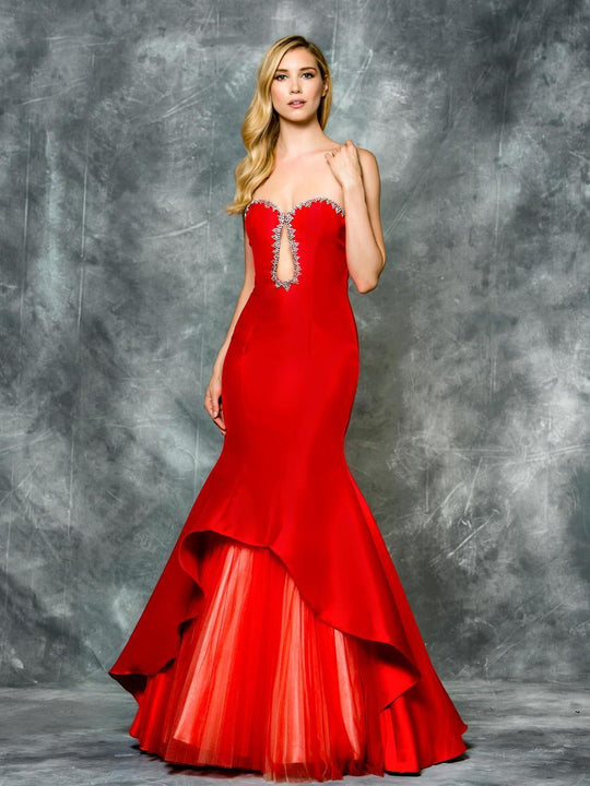 Colors Dress - 1615 Embellished Sweetheart Mermaid Dress in Red