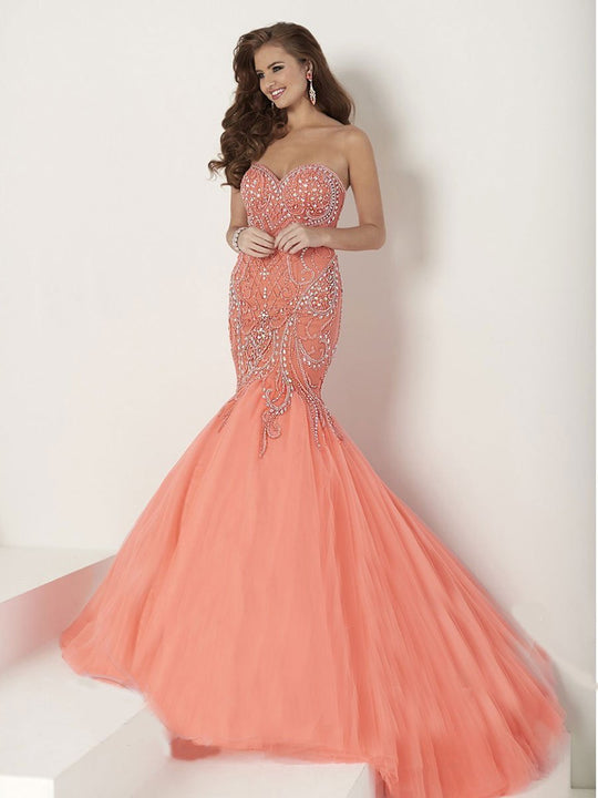 Tiffany Homecoming - Rhinestone Embellished Sweetheart Evening Gown 16162 In Pink