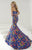 Tiffany Designs - 16163 Embellished Faille Floral Print Mermaid Long Evening Gown