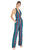 Ashley Lauren - 1616 Beaded Striped Deep V-neck Jumpsuit In Black and Multi-Color