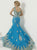 Tiffany Homecoming - Gorgeous Mermaid Gown with Metallic Hi-Low Applique 16171 In Blue and Gold