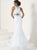Tiffany Homecoming - Ornate Lace High Jewel Mermaid Evening Gown 16179 In White and Blue