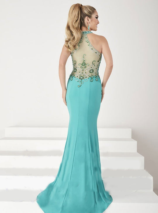 Tiffany Designs - 16180 Crisscross Haltered Neckline Mermaid Gown