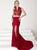 Tiffany Homecoming - Florid Lace V-Neck Long Evening Gown with Side Slit 16192  In Red
