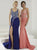 Tiffany Homecoming - Bead Accented V-neck Slim Flare Jersey Dress 16195 In Blue and Pink