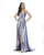 Morrell Maxie - 16197 Sleeveless V-Neck Long Dress In Blue and Gray