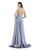 Morrell Maxie - 16197 Sleeveless V-Neck Long Dress In Blue and Gray