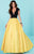 Tiffany Homecoming - 16200 Plunging V-Neck Two-Toned Ballgown In Black and Yellow