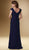 Rina di Montella - RD1621-1 Jeweled Asymmetric Tulle Gown With Shawl In Blue