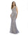 Morrell Maxie - 16211 Sequined Deep V-neck Trumpet Dress In Blue and Gray