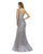 Morrell Maxie - 16211 Sequined Deep V-neck Trumpet Dress In Blue and Gray