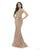 Morrell Maxie - 16211 Sequined Deep V-neck Trumpet Dress In Pink and Gold