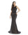 Morrell Maxie - 16217 Sequined Deep V-neck A-line Dress In Black