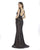 Morrell Maxie - 16217 Sequined Deep V-neck A-line Dress In Black