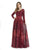 Morrell Maxie - 16218 Sequined Long Sleeve A-line Dress In Red