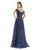 Morrell Maxie - 16219 Bedazzled Off-Shoulder A-line Dress In Blue