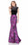 Terani Couture - High Neck Velvet Mermaid Gown 1621E1483 In Black Magenta