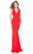 Terani Couture - Embellished V-Neck Gown with Slit 1621E1499 In Red