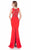 Terani Couture - Embellished V-Neck Gown with Slit 1621E1499 In Red