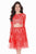 Terani Couture - Two-Piece Bateau Illusion Lace Cocktail Dress 1621H1035 In Red and Neutral