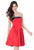Terani Couture - 1621H1060 Pleated Straight Across A-Line Dress in Red and Black