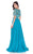 Terani Couture - Elaborately Beaded V-Neck A-line Gown 1621M1714 In Teal