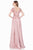 Terani Couture - Short Sleeved V-Neck  A-Line Gown 1621M1716W in Pink