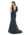 Morrell Maxie - 16225 Glittered Slit Trumpet Dress In Black and Gray