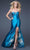 La Femme Gigi - 16227 Ornate Ruched Sweetheart Satin Trumpet Dress In Blue