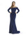 Morrell Maxie - 16228 Pleated Off-shoulder Trumpet Dress In Blue 