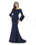 Morrell Maxie - 16229 Ruffled Long Sleeve Trumpet Dress In Blue