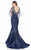 Terani Couture - Floral Sequin Mermaid Evening Dress 1622M1788 In Navy
