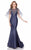 Terani Couture - Floral Sequin Mermaid Evening Dress 1622M1788 In Navy
