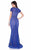 Terani Couture - 1622M1807 Bejeweled Jewel Neck Trumpet Dress in Blue