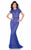 Terani Couture - 1622M1807 Bejeweled Jewel Neck Trumpet Dress in Blue