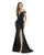 Morrell Maxie - 16230 Plunging Off Shoulder Dress with Slit In Black