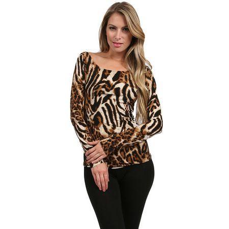 Savee Couture - Cut Out Back Top in Black Brown Leopard