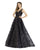 Morrell Maxie - 16233 Sequined V-neck A-line Dress In Black