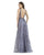 Morrell Maxie - 16233 Sequined V-neck A-line Dress In Blue and Gray