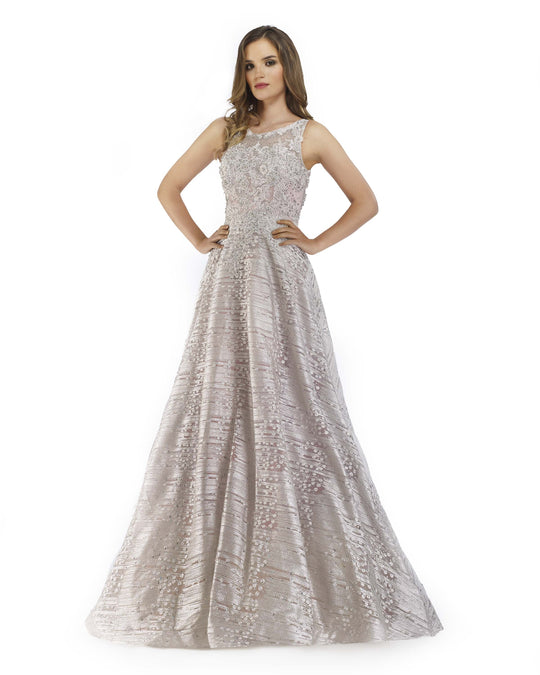 Morrell Maxie - 16234 Beaded Floral A-Line Evening Gown In Pink