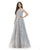 Morrell Maxie - 16234 Beaded Floral A-Line Evening Gown In Silver