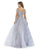 Morrell Maxie - 16235 Embroidered Lace Off-Shoulder Ballgown In Blue and Gray
