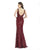 Morrell Maxie - 16239 Sequined Plunging V-Neck Sheath Gown In Red